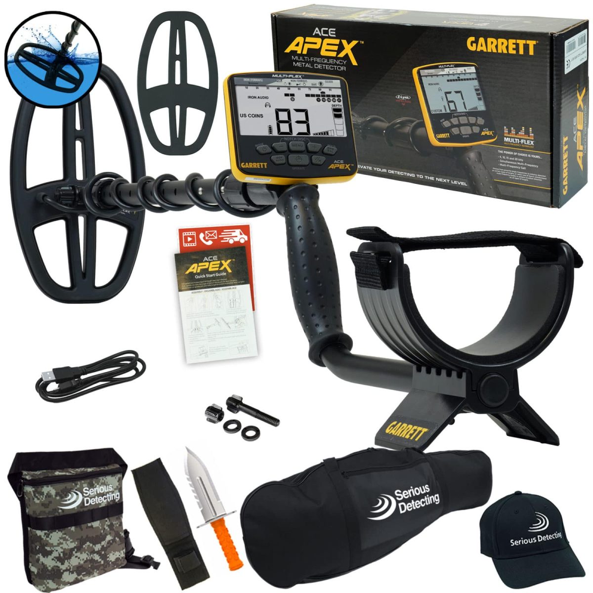 Garrett Dedektör Ace Apex Dedektör Viper Başlıklı (15x28cm) MS-3 Z-LYNK Kablosuz Kulaklıklı - Görsel 1